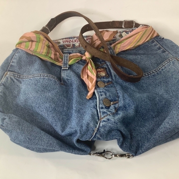 UPCYCLED Paradise Jeans shoulder Bag‎ Italy Vintage - Picture 7 of 8